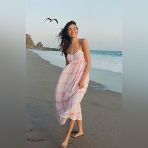 Maeve Linen Tie-Back Maxi Dress Size Small